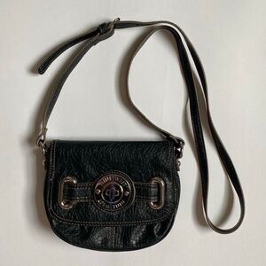 Y2K black faux leather crossbody bag